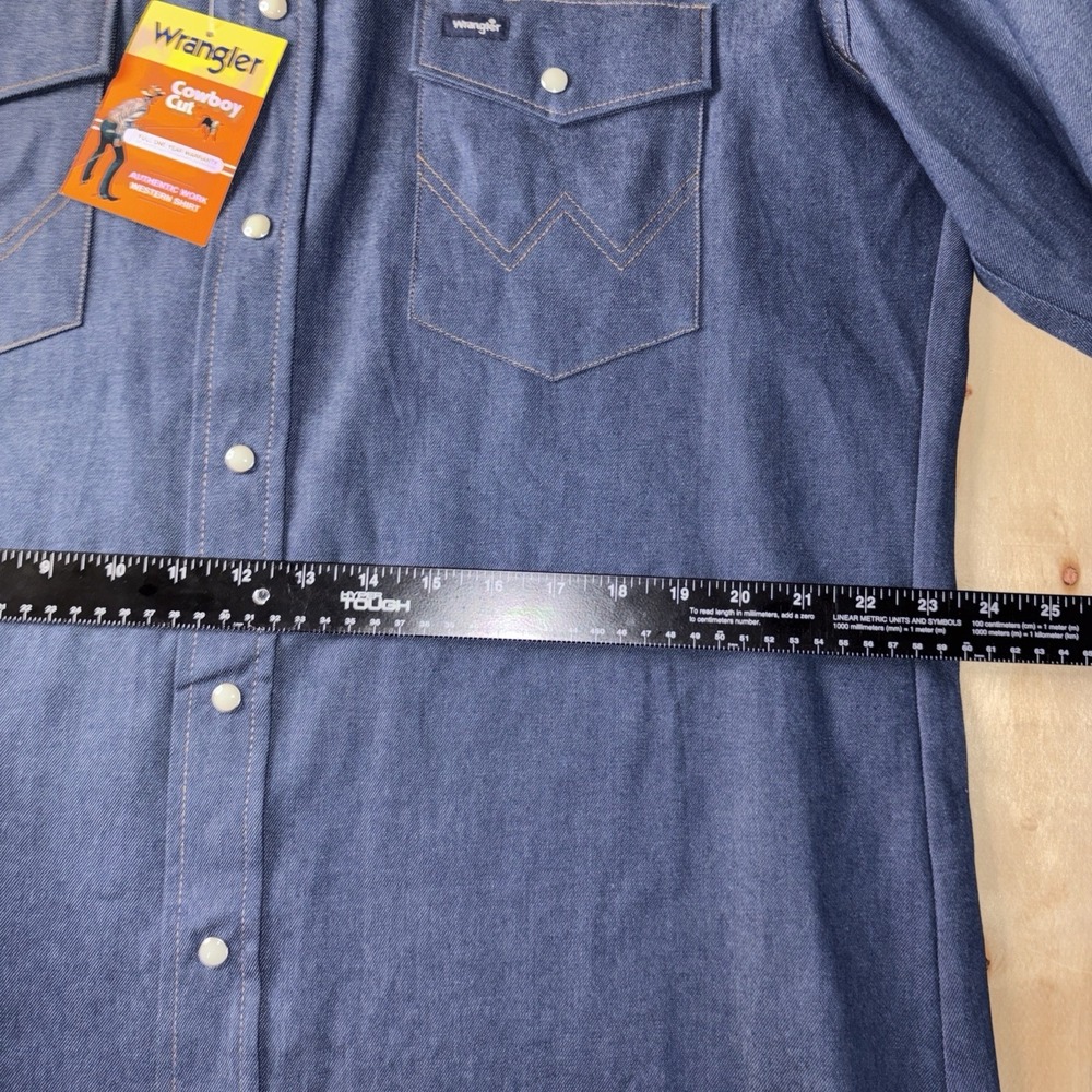 NWT Vtg Wrangler Denim Cowboy Cut Blue Pearl Snaps Mens Size Large Classic Fit - Picture 5 of 7